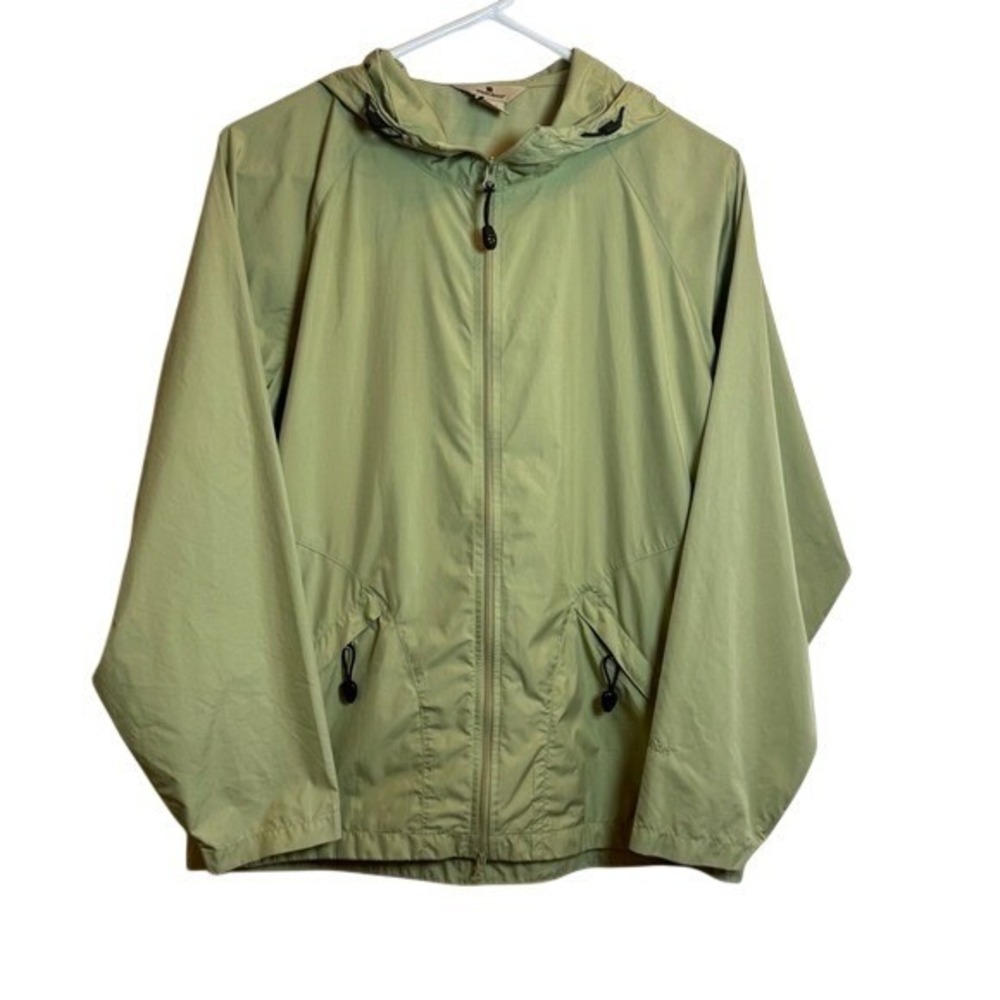 Woolrich Womens Small Celadon Green Hooded Windbreaker Jacket Full Zip 15042